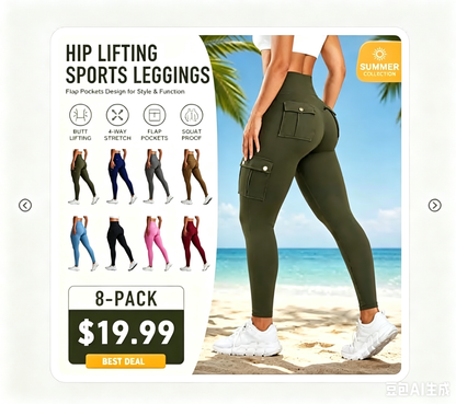 Women's Butt Lifting Leggings with Flap Pockets